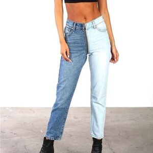 REVICE Dual-Tone Blue Straight Leg Jeans